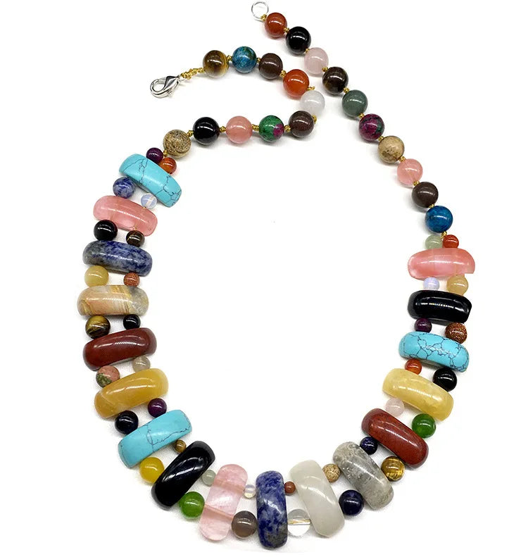 Multicolor Natural Stone Necklace Women's Colorful Wild Jewelry