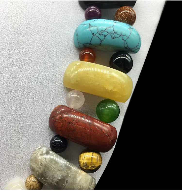 Multicolor Natural Stone Necklace Women's Colorful Wild Jewelry
