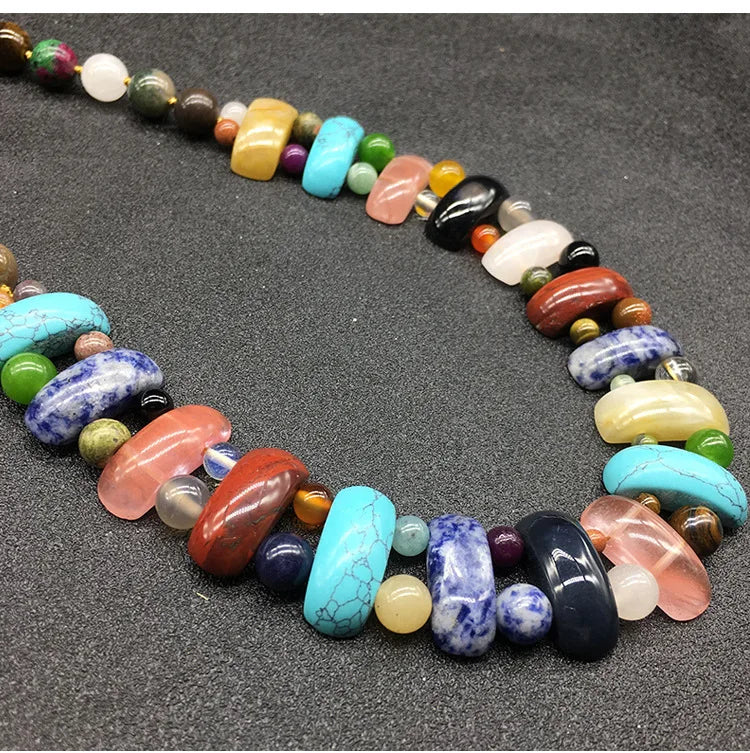 Multicolor Natural Stone Necklace Women's Colorful Wild Jewelry