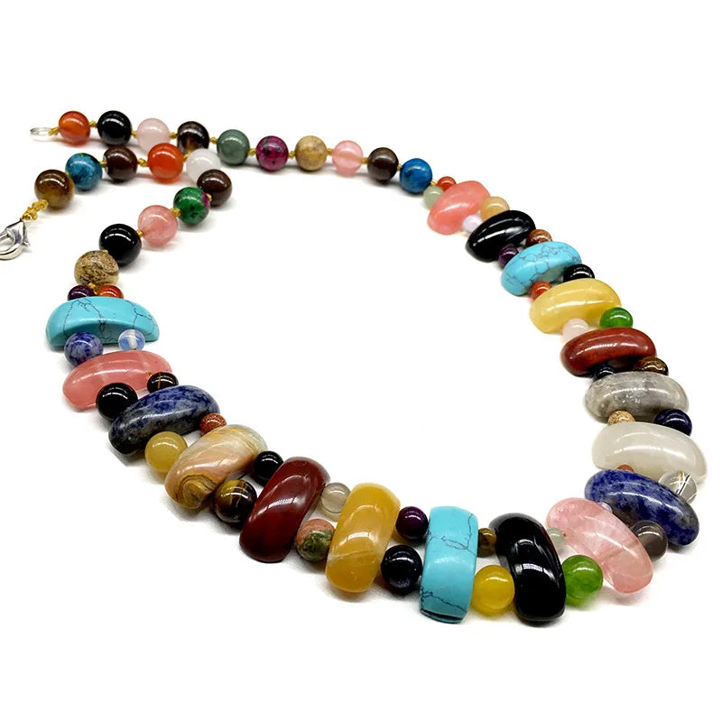 Multicolor Natural Stone Necklace Women's Colorful Wild Jewelry