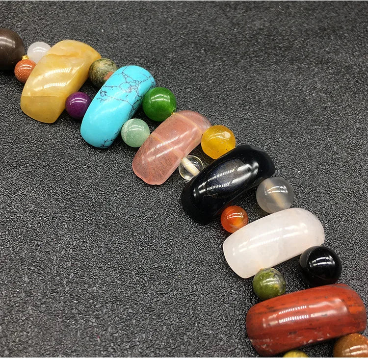 Multicolor Natural Stone Necklace Women's Colorful Wild Jewelry
