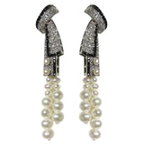 Freshwater Cultured Pearl Earrings with Zircon Inlay