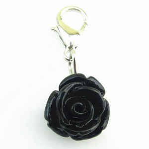 100pcs Rose Flower Dangle Charms With Lobster Clasp Pendants DIY Jewelry Charms