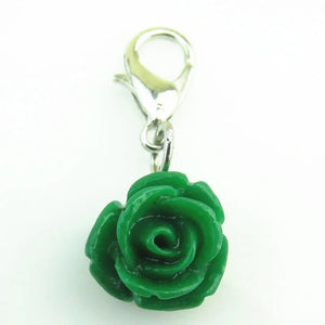 100pcs Red Rose Flower Dangle Charms With Lobster Clasp Pendants DIY Jewelry