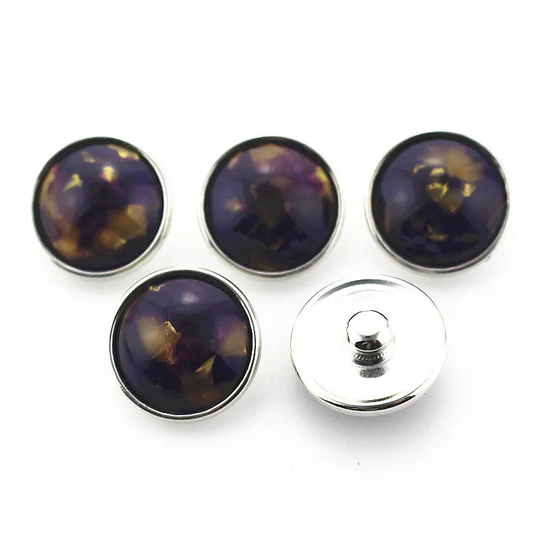 10pcs Purple Resin Shell Stone Snap Buttons 18mm Ginger Snap Bracelet DIY