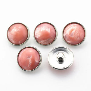 10pcs Pink Resin Shell Stone Snap Buttons 18mm Ginger Snap Bracelet DIY Jewelry