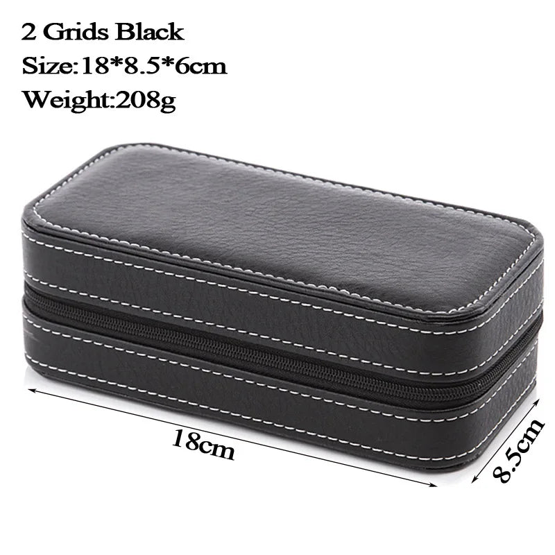 Leather Watch Box Zipper Storage Organizer