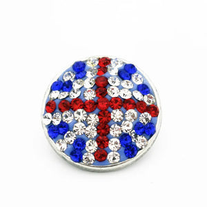 20 America England Flag Snap Buttons 18mm/20mm Jewelry for Bracelet Necklace