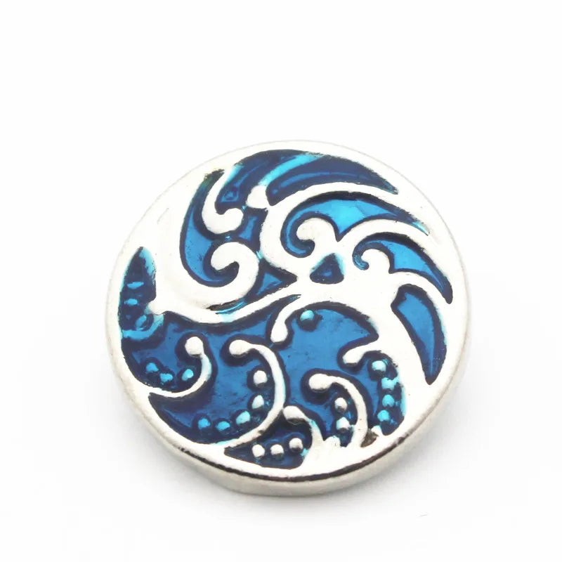 Hot 20/lot sea wave Snap Buttons 18mm/20mm Snap Jewelry fit Snap Bracelet