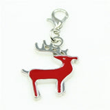 20pcs Red Deer Charm Dangle Lobster Clasp DIY Jewelry Hanging Charm