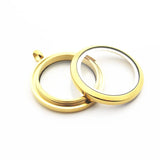 30mm Stainless Steel Twist Floating Locket Necklace Golden Sparkles