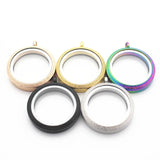 30mm Stainless Steel Floating Locket Necklace with Round Golden Sparkles