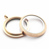 30mm Stainless Steel Floating Locket Necklace with Round Golden Sparkles
