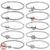 925 Silver Heart Clasp Bracelet for Charm Beaded DIY Jewelry