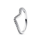 925 Silver Water Drop Heart Charm Ring Zircon Engagement Jewelry