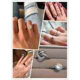 925 Silver Water Drop Heart Charm Ring Zircon Engagement Jewelry