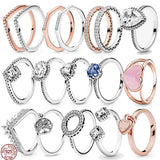 925 Silver Water Drop Heart Charm Ring Zircon Engagement Jewelry