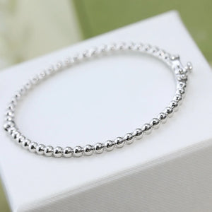 925 Silver Round Bead Bracelet for Women's Banquet Jewelry