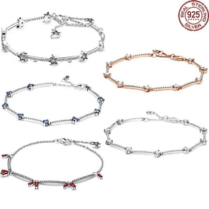 925 Sterling Silver Zircon Charm Bracelet DIY Jewelry