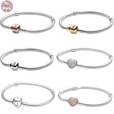 925 Silver Pink Heart Clasp Bracelet for Beads DIY
