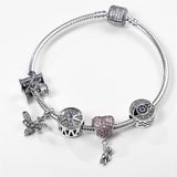 925 Silver Pink Heart Clasp Bracelet for Beads DIY