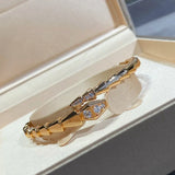 Sterling Silver Snake Bone Bracelet with Zircon Detail