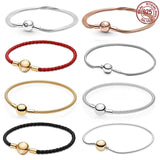 925 Silver Rose Thin Chain Beads Snake Bone Bracelet for Charm Beads DIY