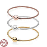 925 Silver Rose Woven Clasp Bracelet for Charms DIY Jewelry