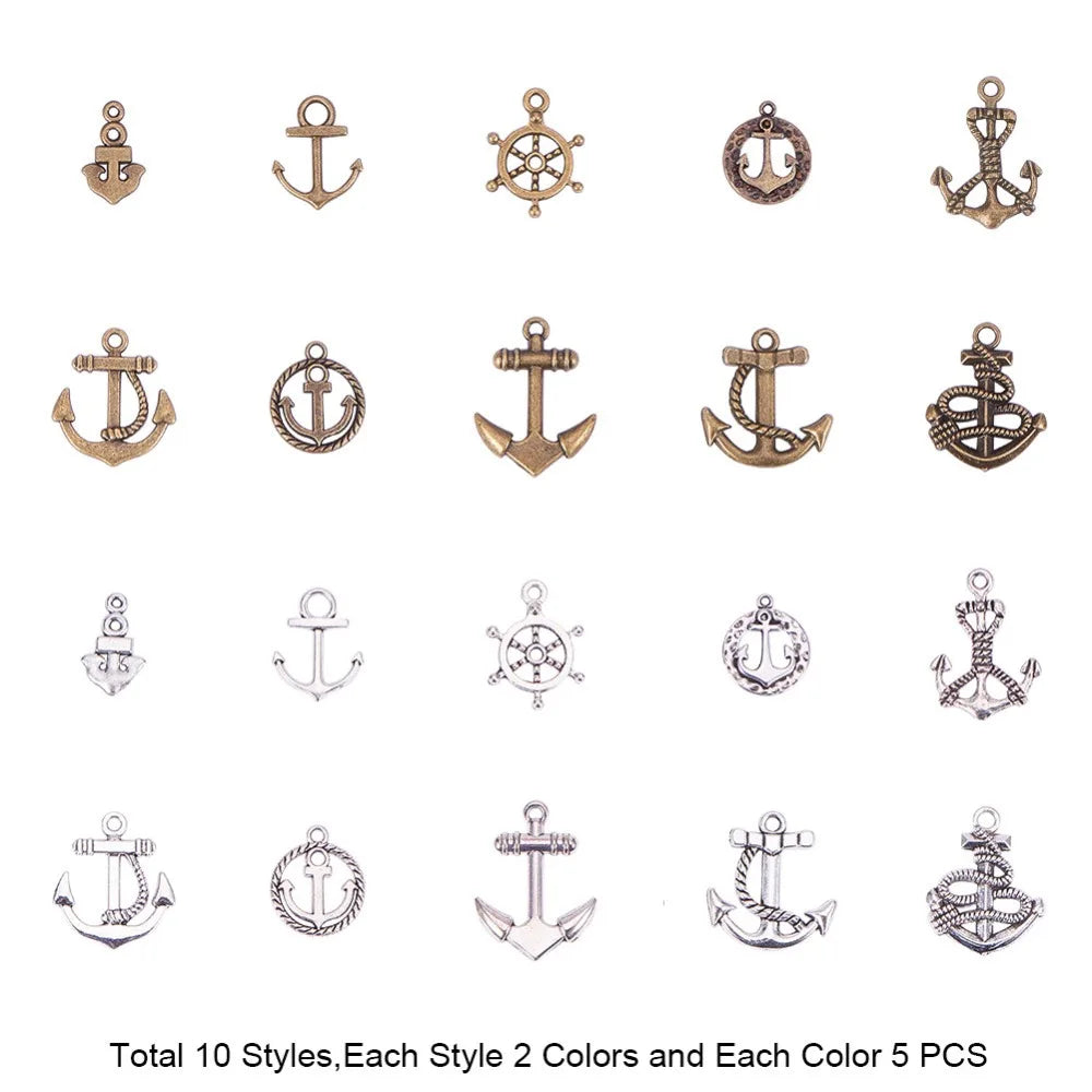 DIY Jewelry Findings Vintage Anchor Rudder Charms for Bracelet Necklace Pendant