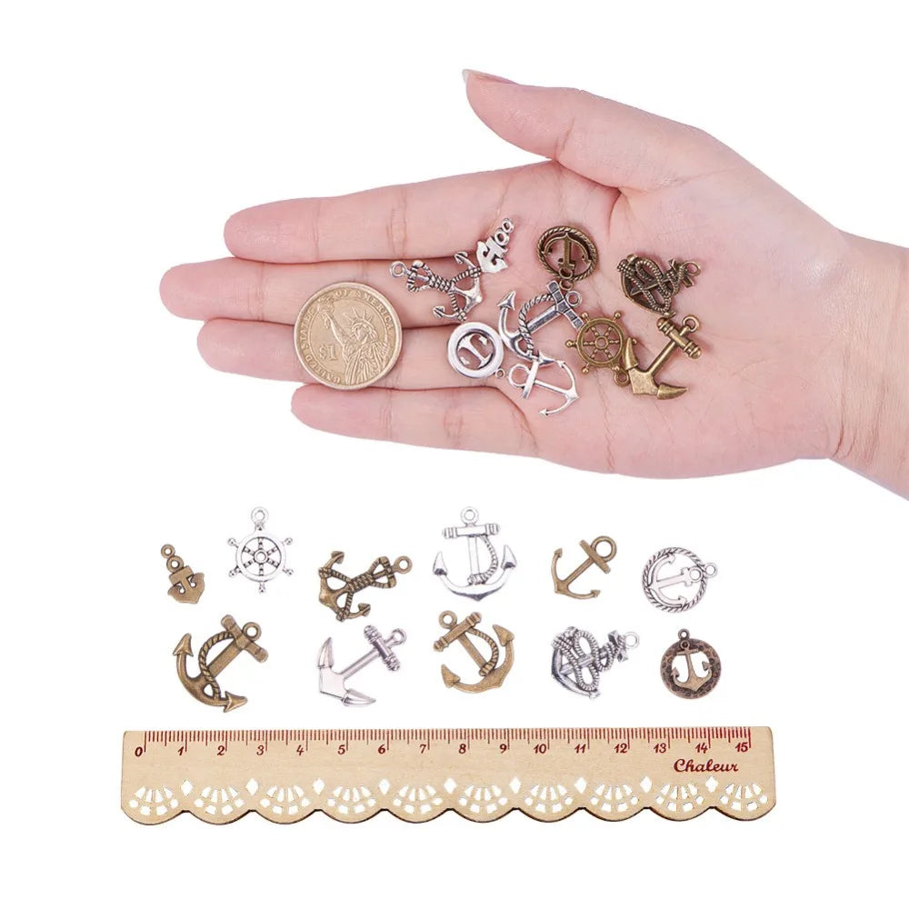 DIY Jewelry Findings Vintage Anchor Rudder Charms for Bracelet Necklace Pendant