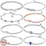925 Sterling Silver Heart Star Adjustable Bracelet for Charm Beads