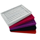 Jewelry Display Velvet Slots Earrings Rings Tray Organizer Holder Case Box