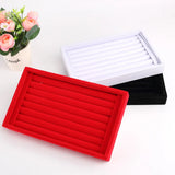 Jewelry Display Velvet Slots Earrings Rings Tray Organizer Holder Case Box