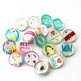 Love mom Snap Button Glass Fit bangle 18mm DIY Snap Bracelet Jewelry