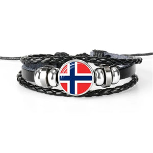 Norway Pakistan Paraguay Flag Leather Bracelets