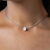 S925 Sterling Silver Moonstone Charm Necklace Women's Jewelry