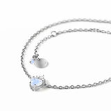 S925 Sterling Silver Moonstone Charm Necklace Women's Jewelry