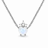 S925 Sterling Silver Moonstone Charm Necklace Women's Jewelry