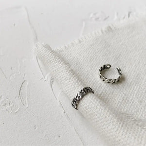 S925 Thai Silver Twist Chain Earrings Ear Clip for Women