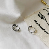 S925 Thai Silver Twist Chain Earrings Ear Clip for Women