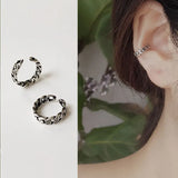 S925 Thai Silver Twist Chain Earrings Ear Clip for Women