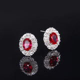 S925 Silver Jewelry Set Red Treasure Ring Earrings Pendant 3-Piece Set