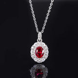 S925 Silver Jewelry Set Red Treasure Ring Earrings Pendant 3-Piece Set