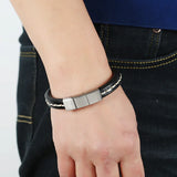 Stainless Steel Leather Bracelet Men's Casual Style