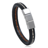 Stainless Steel Leather Bracelet Men's Casual Style