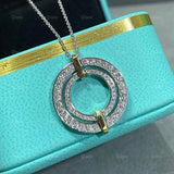 925 Sterling Silver Double-Layer Matching Round Necklace for Women