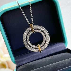 925 Sterling Silver Double-Layer Matching Round Necklace for Women
