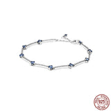 925 Silver Rose Chain Bracelet Fiery Red DIY