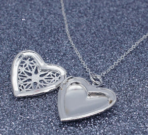 Heart-Shaped Mesh Photo Frame Necklace Pendant