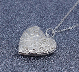 Heart-Shaped Mesh Photo Frame Necklace Pendant